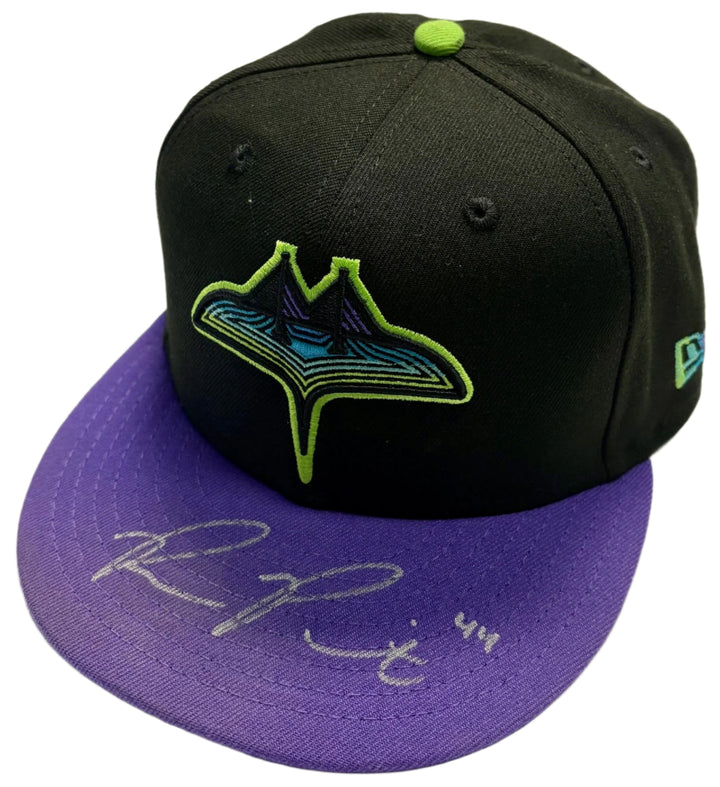 Rays Game Used Ryan Pepiot Authentic Autographed City Connect Hat