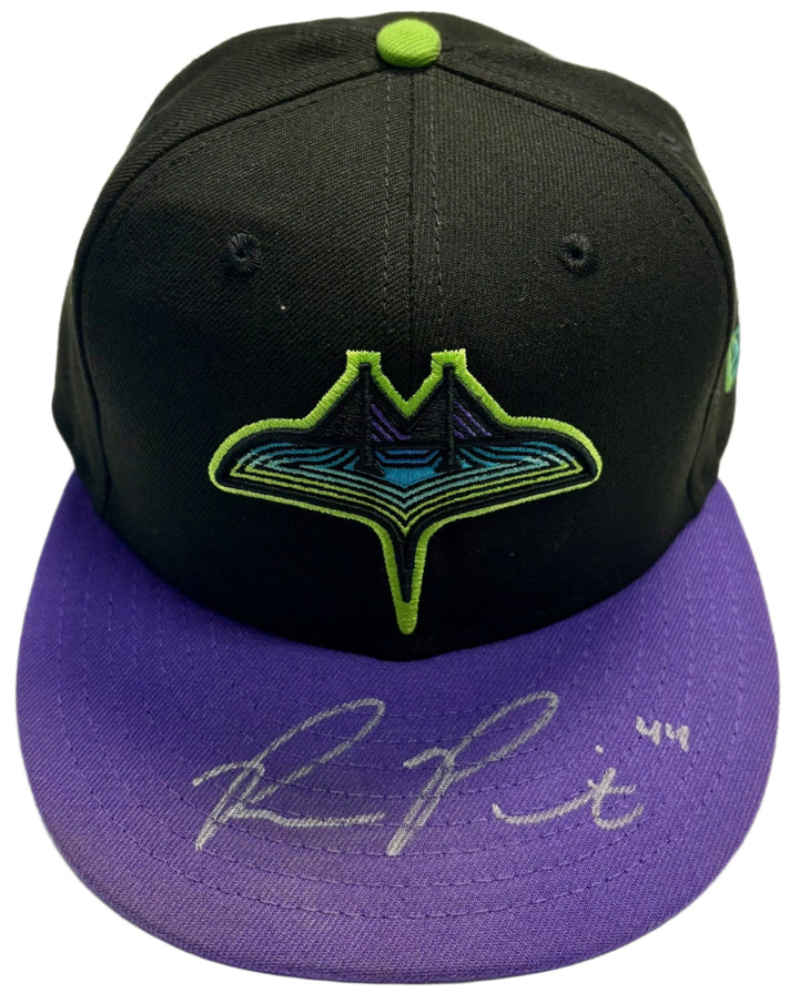 Rays Game Used Ryan Pepiot Authentic Autographed City Connect Hat