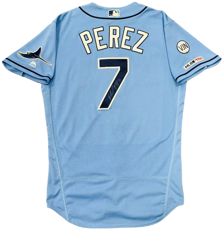 Rays Mike Perez Team Issued Authentic Autographed Blue Jersey