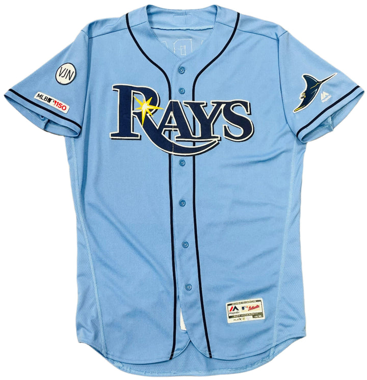 Rays Mike Perez Team Issued Authentic Autographed Blue Jersey