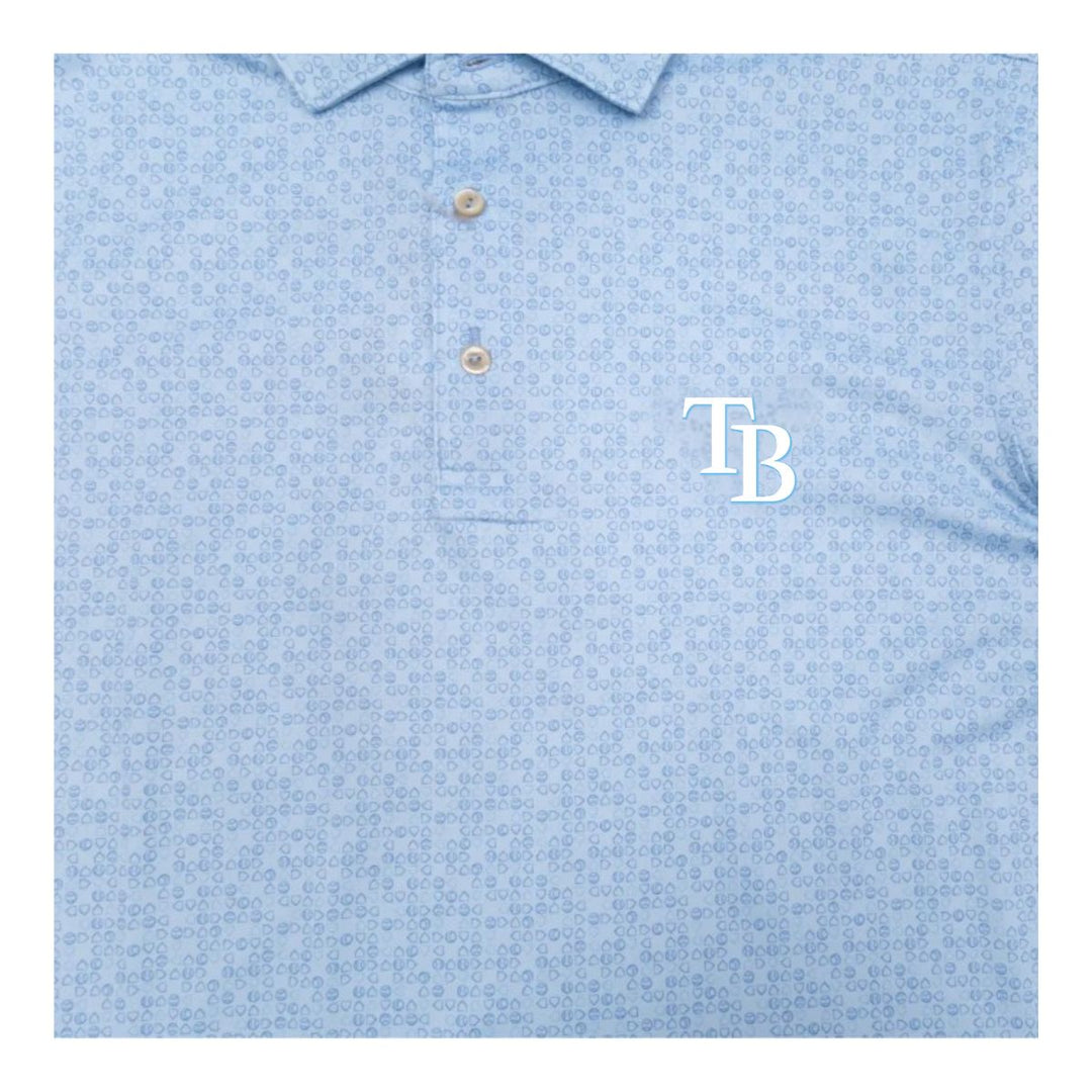 Rays Men's Peter Millar TB Light Blue Bases Loaded Polo