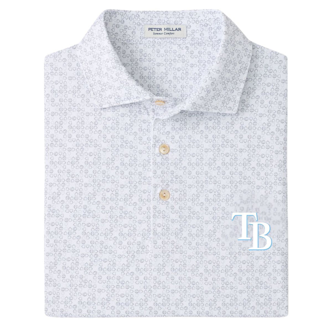 Rays Men's Peter Millar TB White Bases Loaded Polo