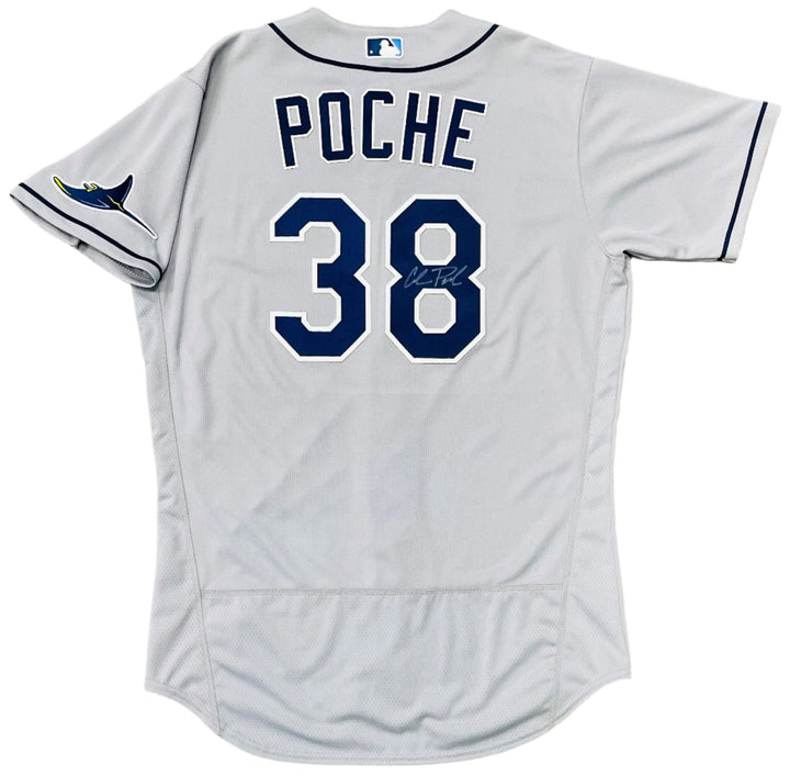 Rays Colin Poche Team Issued Authentic Autographed Gray Jersey