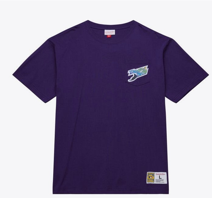 Rays Men's Mitchell & Ness Purple Devil Rays Premium Pocket T-Shirt