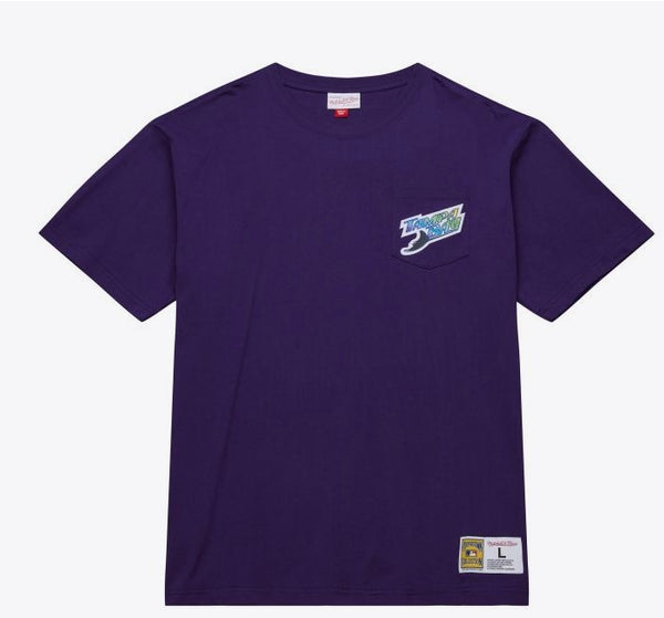 Rays Men's Mitchell & Ness Purple Devil Rays Premium Pocket T