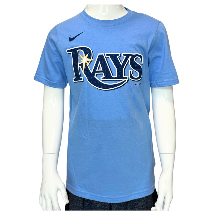 Rays Nike Youth Columbia Blue Fuse Shane McClanahan Tee