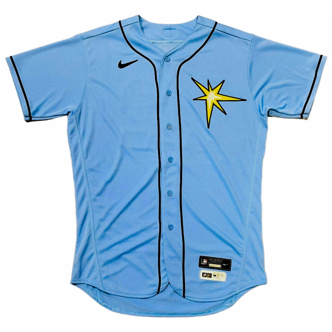 Rays Taj Bradley Team Issued Authentic Autographed Burst Jersey