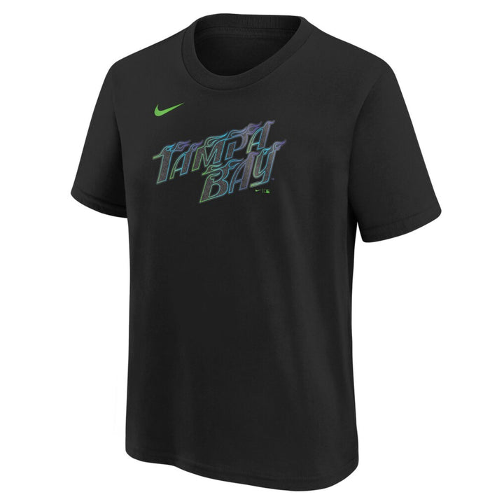 Rays Toddler Nike Black Flames Wordmark City Connect T-Shirt