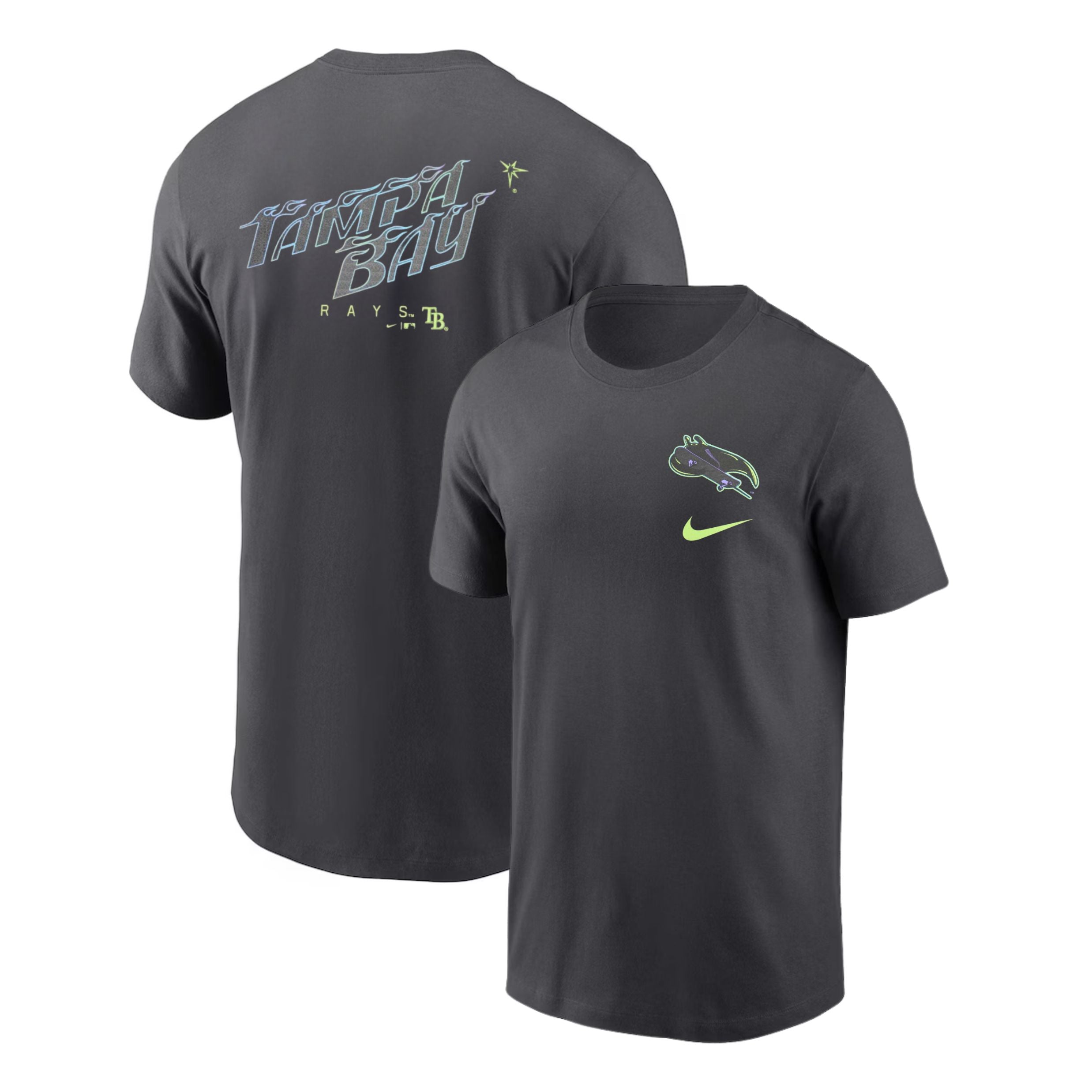 Rays Men's Nike Grey Skateray Front Back Logo T-Shirt |The Bay