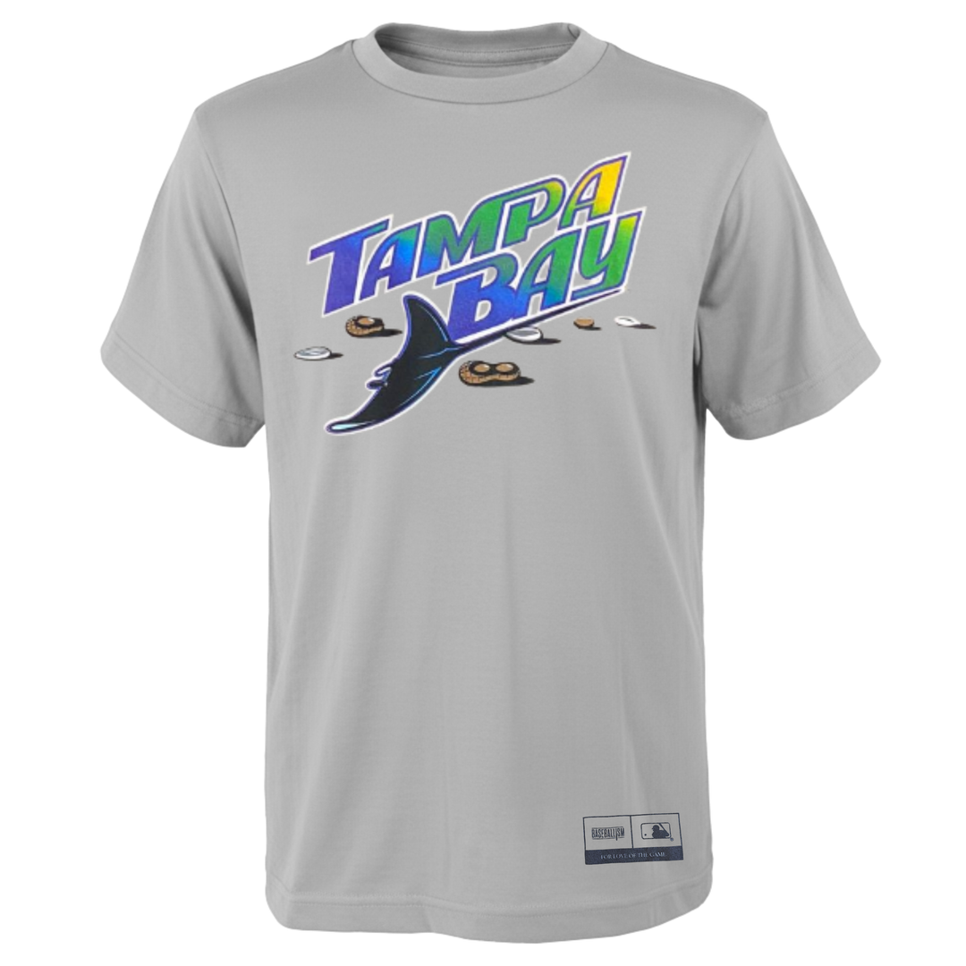 Rays Baseballism Grey Tampa Bay Wordmark Peanuts T-Shirt