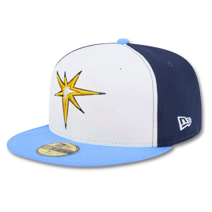 Rays New Era White/Navy 2025 Burst Clubhouse 59Fifty Fitted Hat