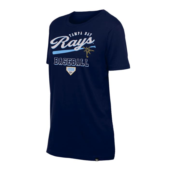 Rays Women's New Era Navy Baseball Burst T-Shirt