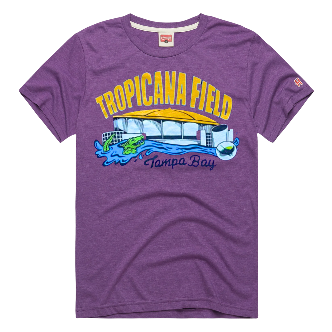 Rays Homage Purple Tropicana Field Alligator T-Shirt