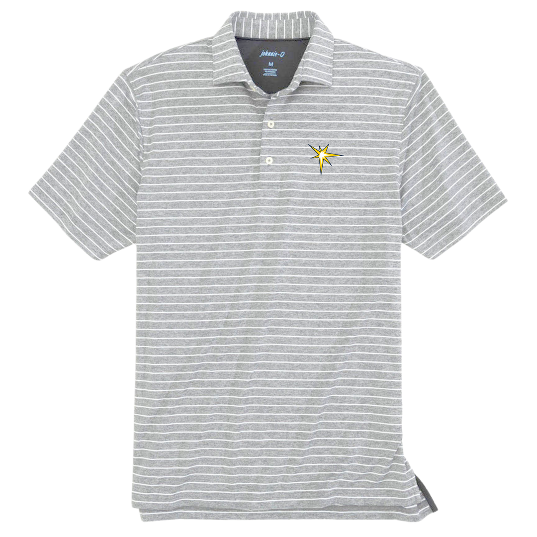 Rays Men's Johnnie-O Light Grey Striped Burst Polo Shirt