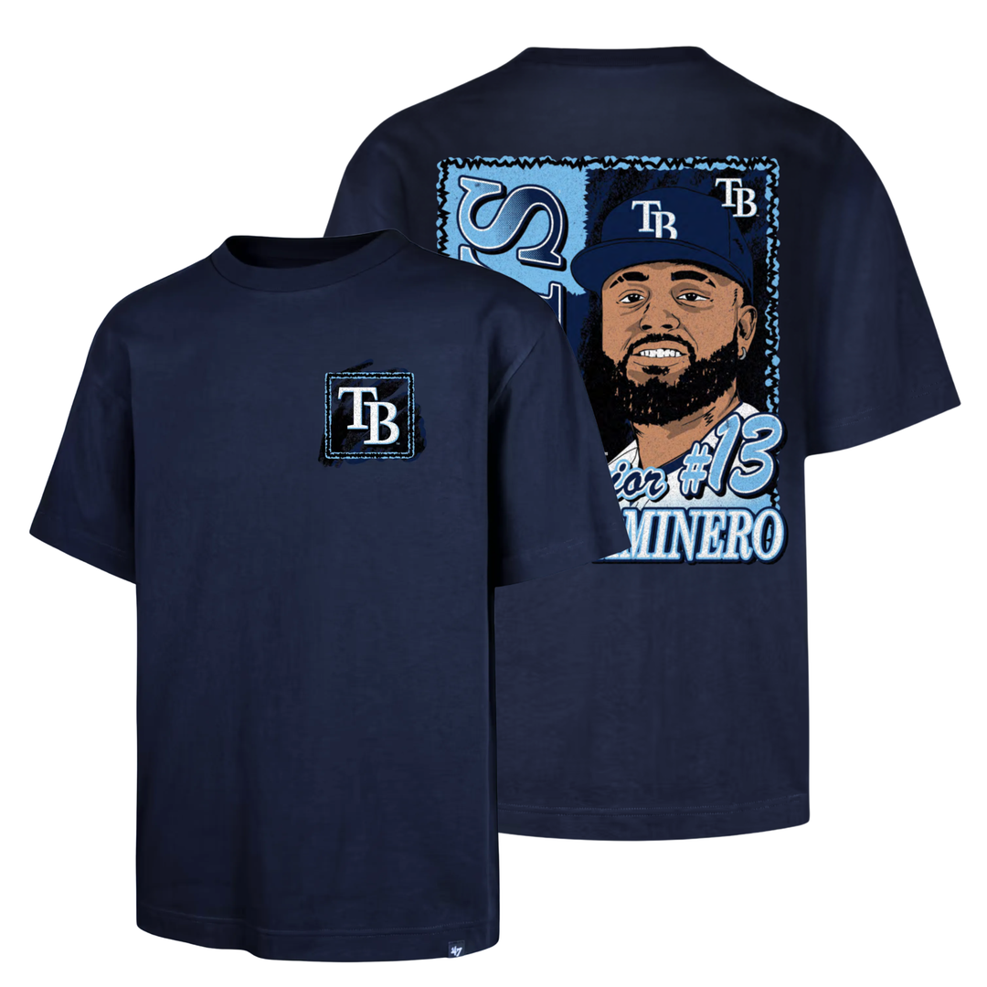 Rays '47 Brand Navy Junior Caminero Player Profile Foundation Tee