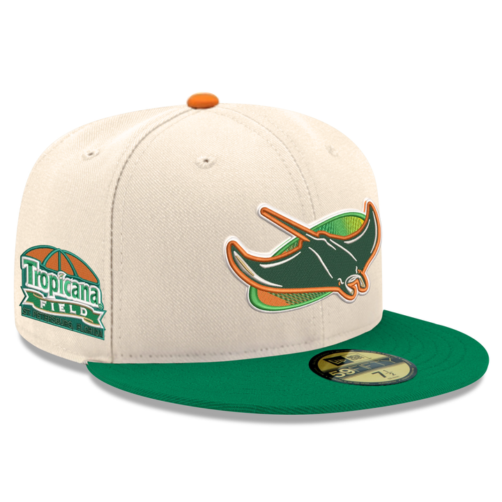 Rays New Era Cream Orange Green Alt 59Fifty Fitted Hat
