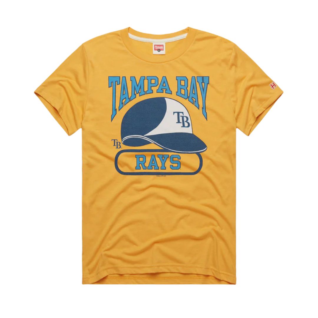 Rays Homage Yellow Batting Helmet T-Shirt