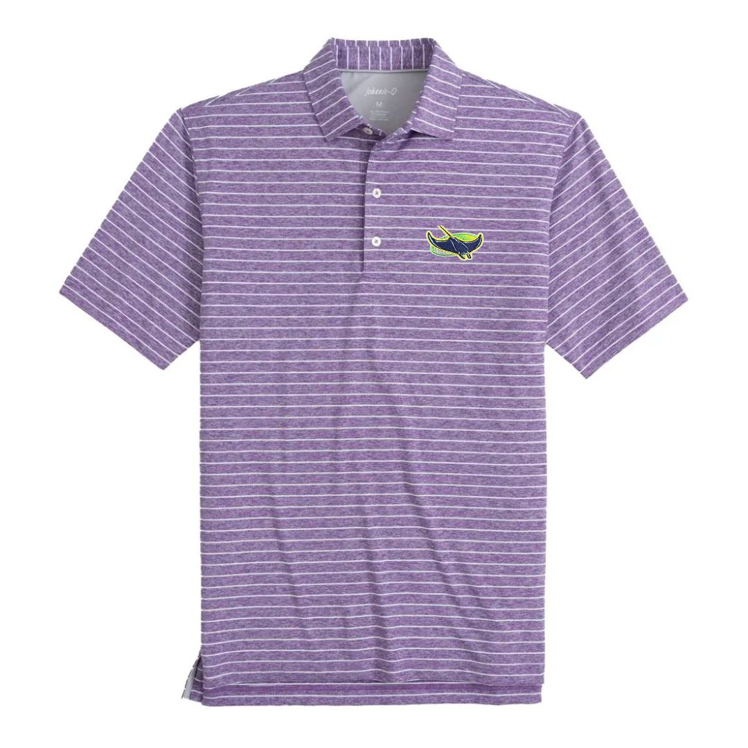 Rays Men's Johnnie O Purple Striped Alt Polo Shirt