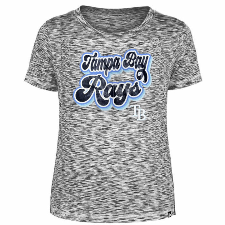 Rays Women's New Era Grey Space Dye Glitter Foil T-Shirt