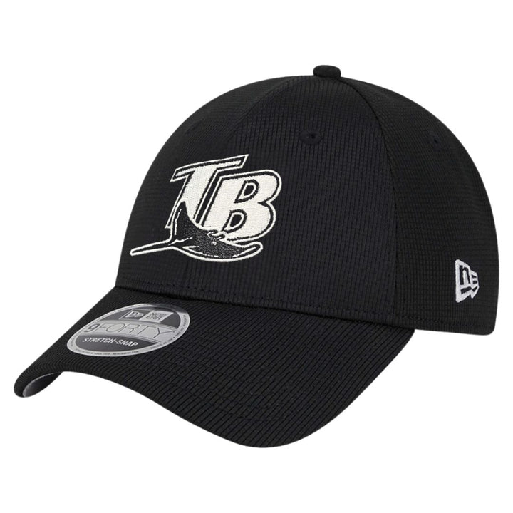 Rays New Era Black White TB Devil Rays 9Forty Stretch-Snap Hat