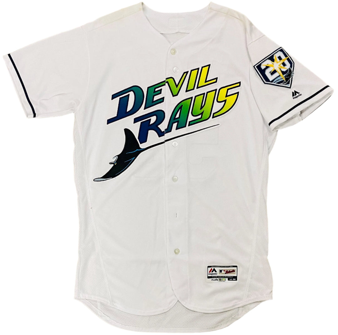 Rays Austin Pruitt Team Issued Authentic Autographed 20th Anniversary Devil Rays Jersey