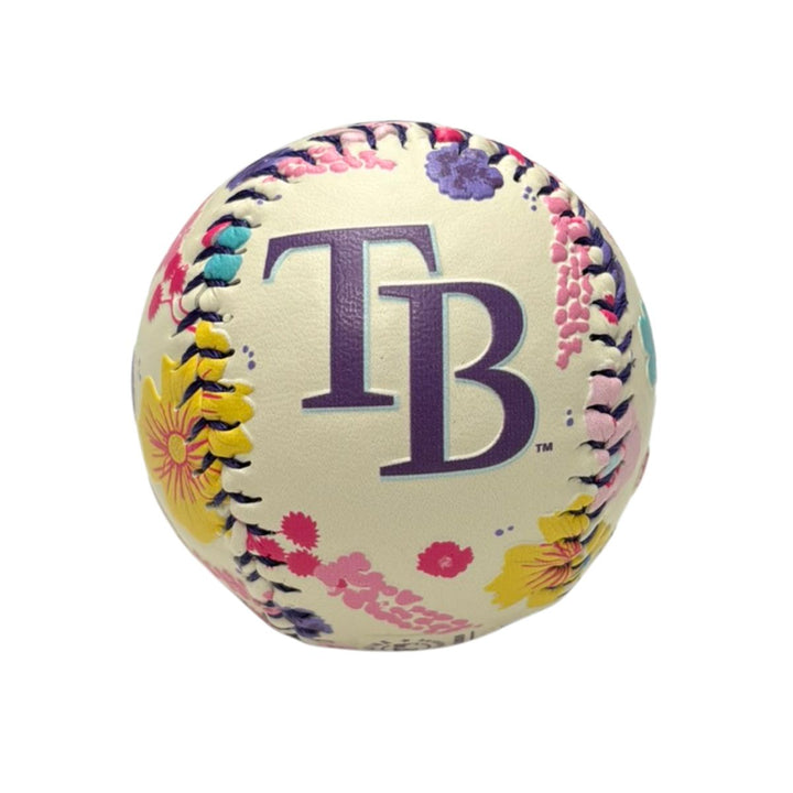 Rays White Purple TB Flower Power Logo Baseball