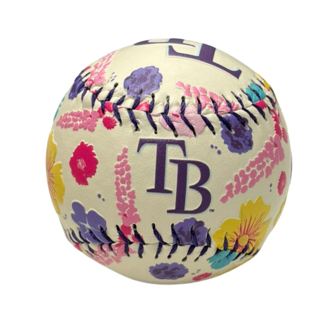 Rays White Purple TB Flower Power Logo Baseball