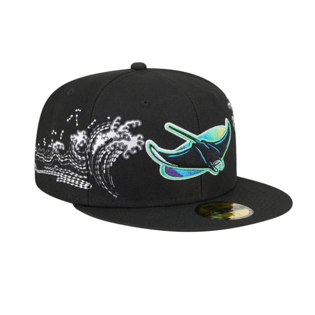Rays New Era Black Alt Tonal Wave 59Fifty Fitted Hat