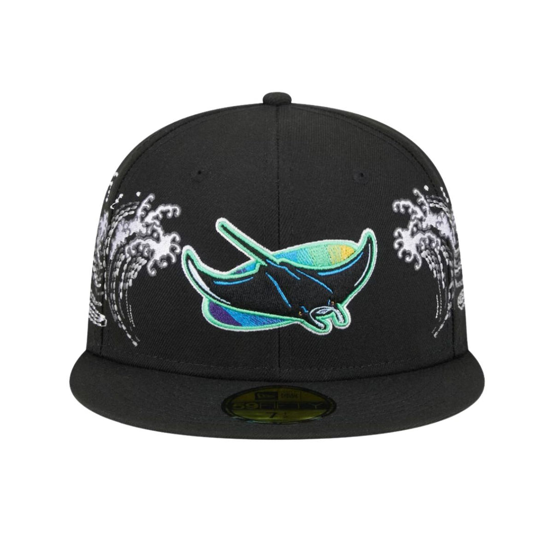Rays New Era Black Alt Tonal Wave 59Fifty Fitted Hat