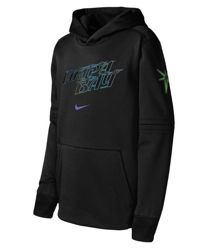 Rays Youth Nike Black City Connect Tampa Bay Authentic Collection Therma Hoodie