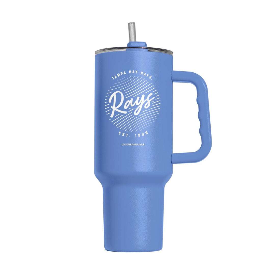 Rays Logo Brands Blue Retro Script Powder Coat Tumbler