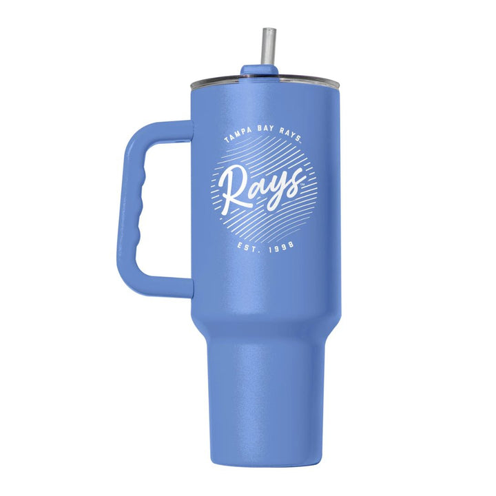 Rays Logo Brands Blue Retro Script Powder Coat Tumbler
