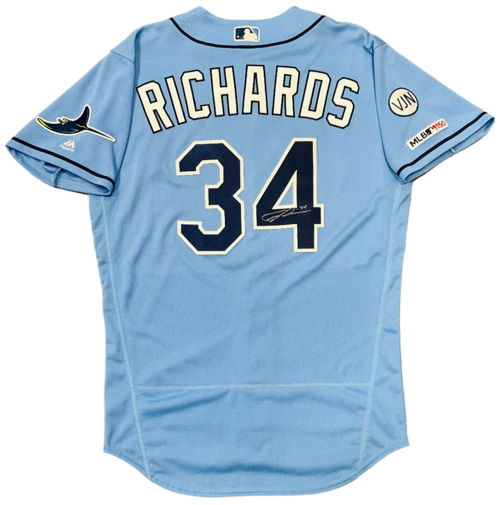 Rays Trevor Richards Team Issued Authentic Autographed Blue Jersey