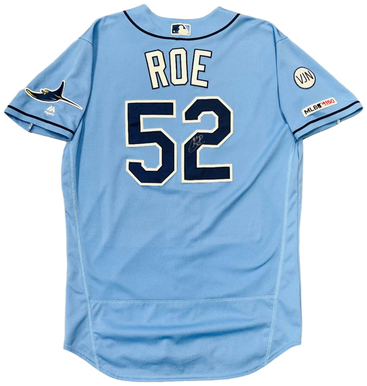 Rays Matt Chaz Roe Issued Authentic Autographed Blue Jersey