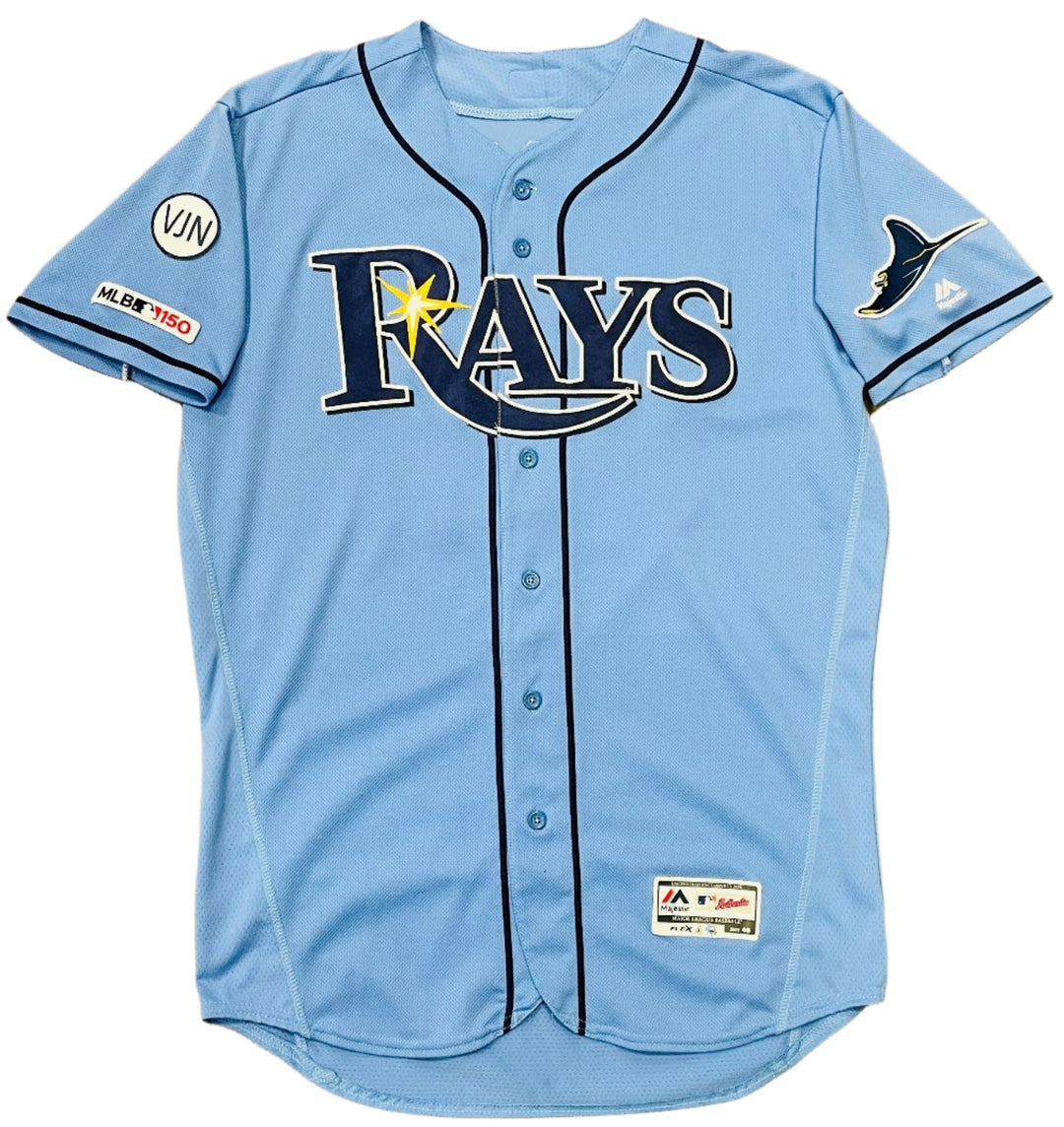 Rays Matt Chaz Roe Issued Authentic Autographed Blue Jersey