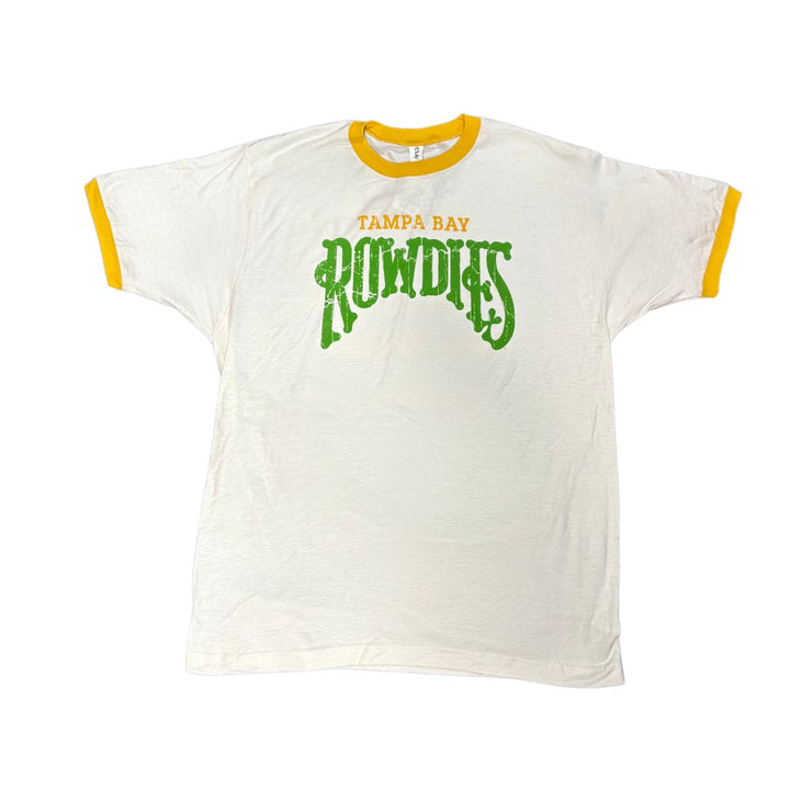 Rowdies White Yellow "Soccer is a Kick in the Grass" Ringer T-Shirt