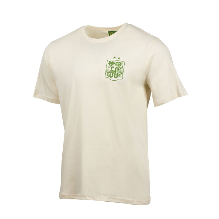 Rowdies Tan 50th Anniversary Logo On Back T-Shirt
