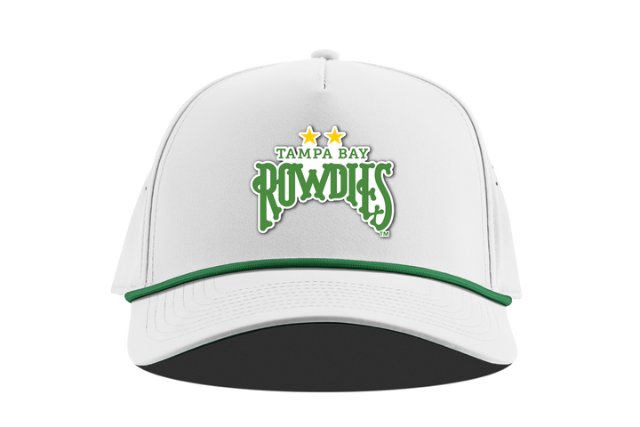Rowdies Branded Bills White Two Star Logo Rope Snapback Hat