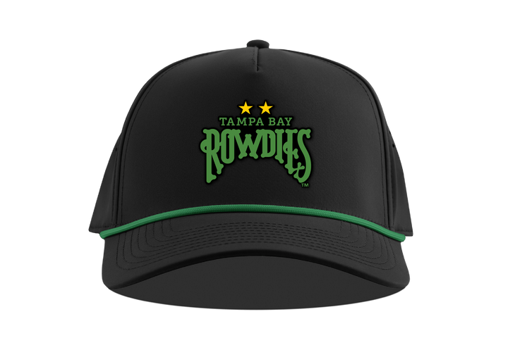 Rowdies Branded Bills Black Two Star Logo Rope Snapback Hat