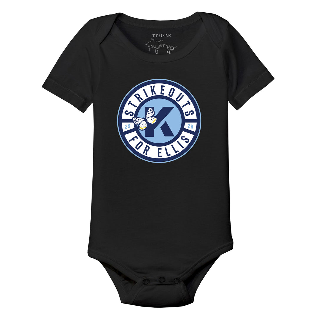 Infant Tiny Turnip Black Strikeout for Ellis Onesie