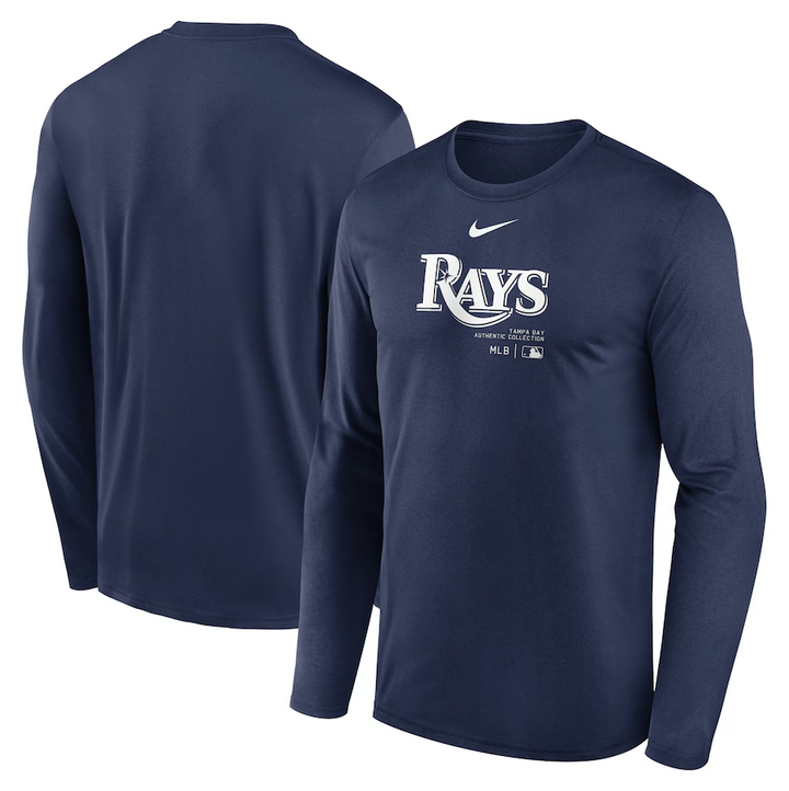 Rays Men's Navy Authentic Collection Practice Performance Long Sleeve Shirt