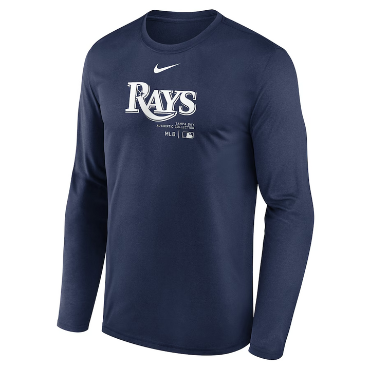 Rays Men's Navy Authentic Collection Practice Performance Long Sleeve Shirt