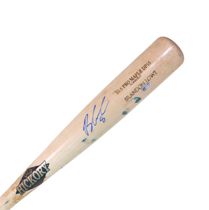 Rays Christian Bethancourt Game Used Brandon Lowe Autographed Model Broken Bat