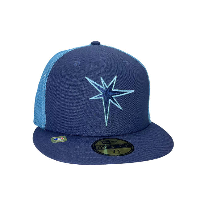 Rays New Era Navy Burst Two Tone On Field 59Fifty Fitted Hat