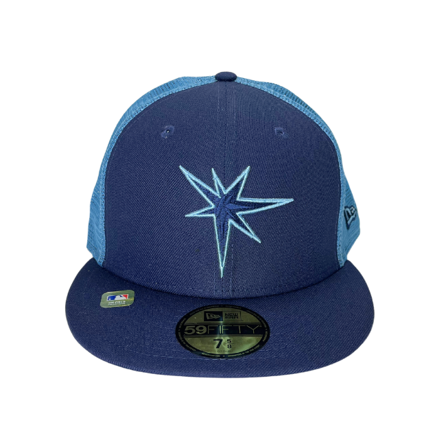 Rays New Era Navy Burst Two Tone On Field 59Fifty Fitted Hat