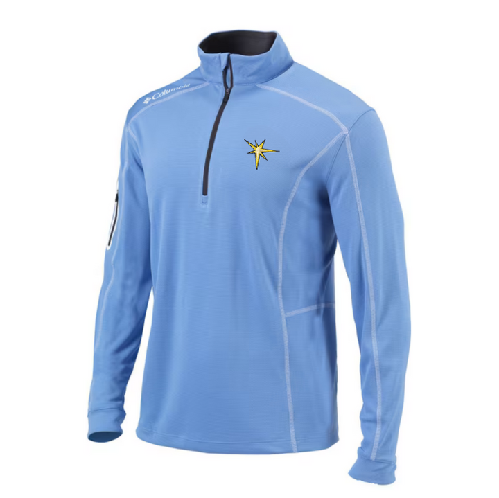 Rays Men's Columbia Blue Burst 1/4 Zip Pullover