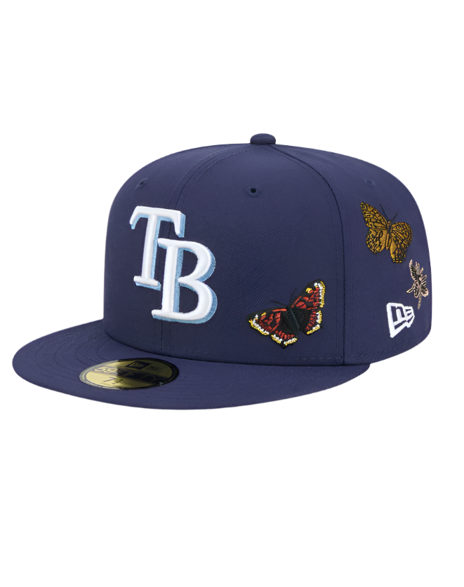 Rays New Era FELT Butterfly Garden Navy 59Fifty Fitted Hat