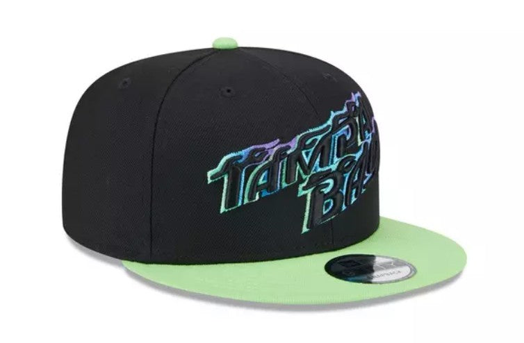 Rays New Era Black Green City Connect TB Flames 9Fifty Snapback Hat