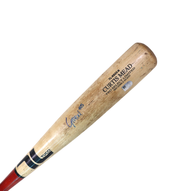 Rays Curtis Mead Game Used Autographed Broken Bat