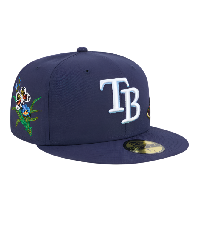 Rays New Era FELT Butterfly Garden Navy 59Fifty Fitted Hat